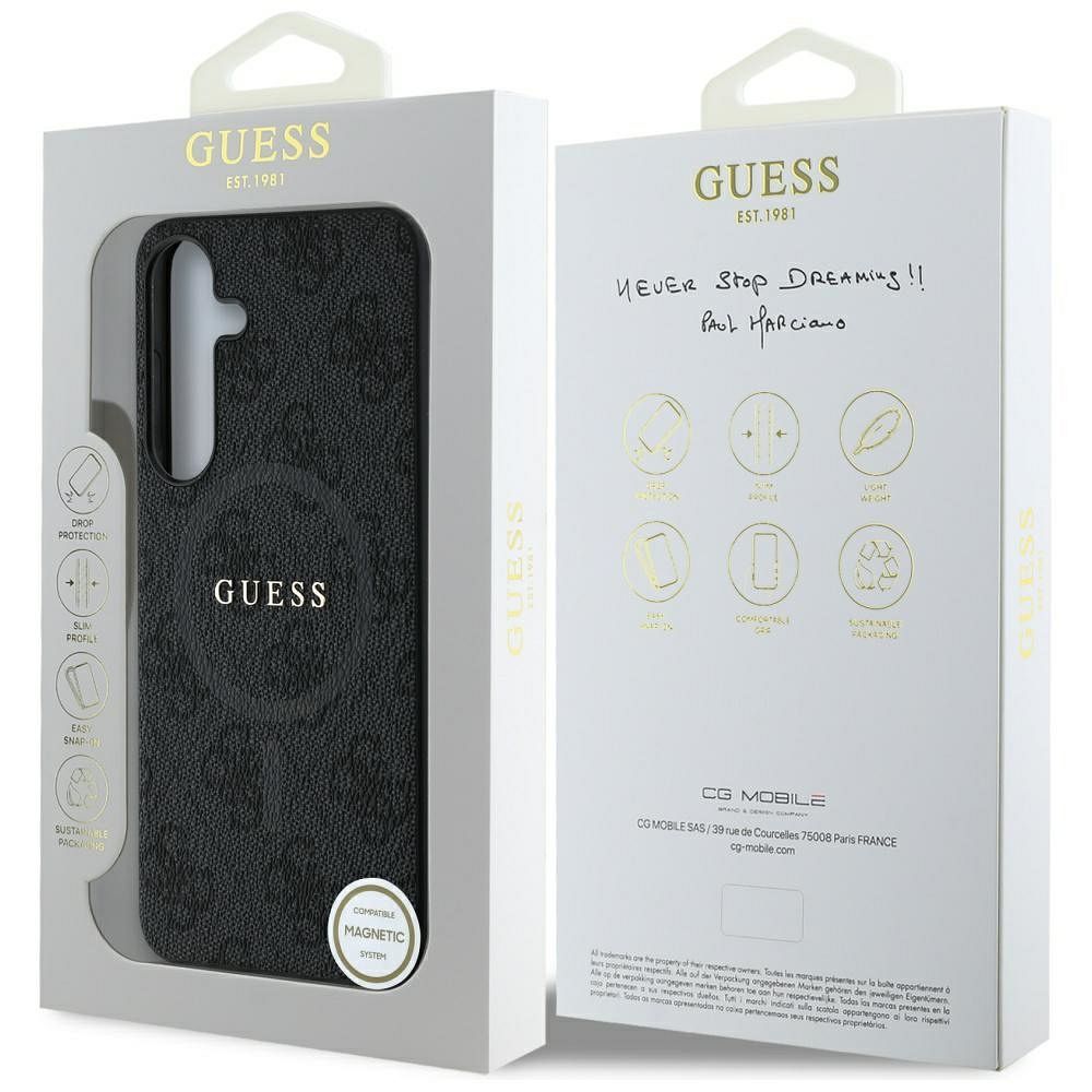 Θήκη GUESS για Samsung S25 Plus Μαύρη με Δαχτυλίδι & Λογότυπο 4G