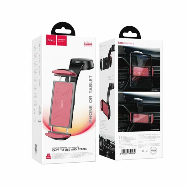 HOCO car holder for center console (4,5" - 13") H68 black and red