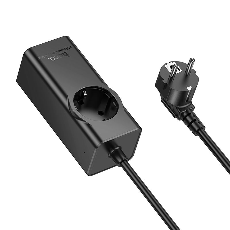 HOCO extension cord 1 socket + USB A + 3 x Type C PD QC3.0 3A 67W NS9 2 m black