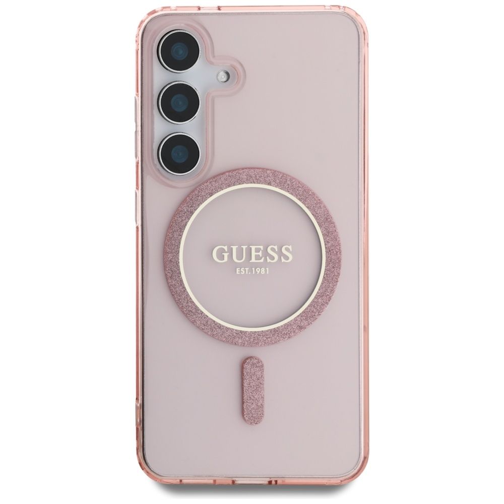 Θήκη Κινητού GUESS Magnetic Glitter Circle Ροζ για Samsung S25 GUHMS25SHFGEREP