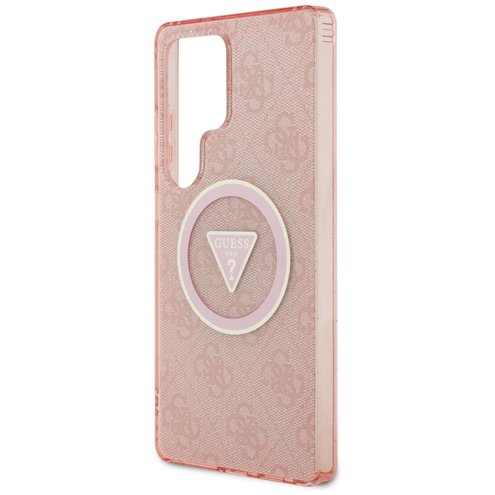 GUESS case for SAMSUNG S25 Ultra GUHMS25LHG4PRTGP (Magnetic IML Metal Glitter 4G Circle Triangle) pink