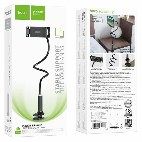 HOCO adjustable desk holder with clip HD10 black