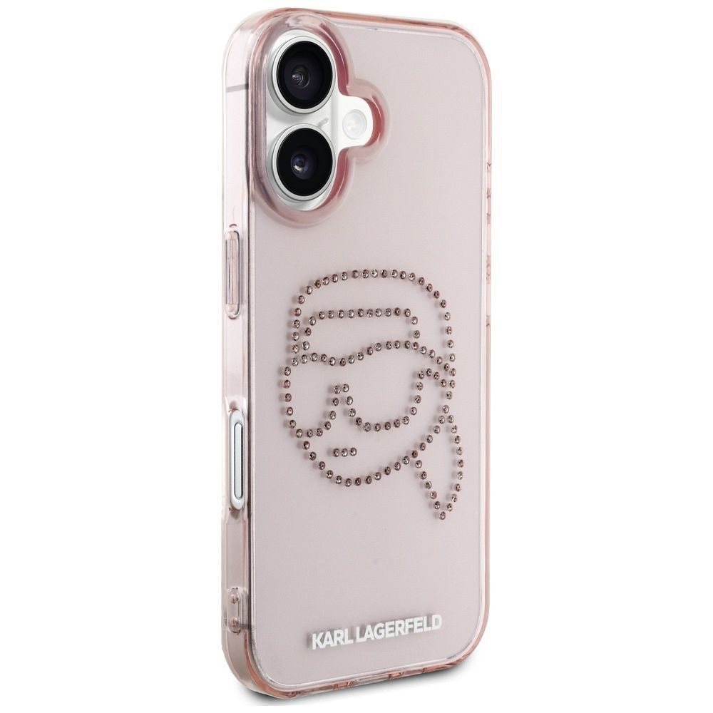 KARL LAGERFELD case for IPHONE 16 KLHCP16SHKHDCELP (IML Rhinestones S K Head) pink