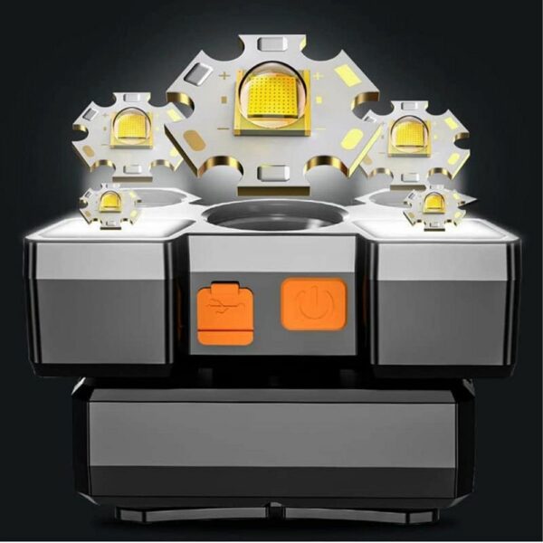 Head flashlight LED rechargeable 9 x LED strong RC-K-1227 black