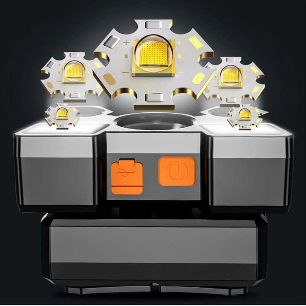 Head flashlight LED rechargeable 9 x LED strong RC-K-1227 black
