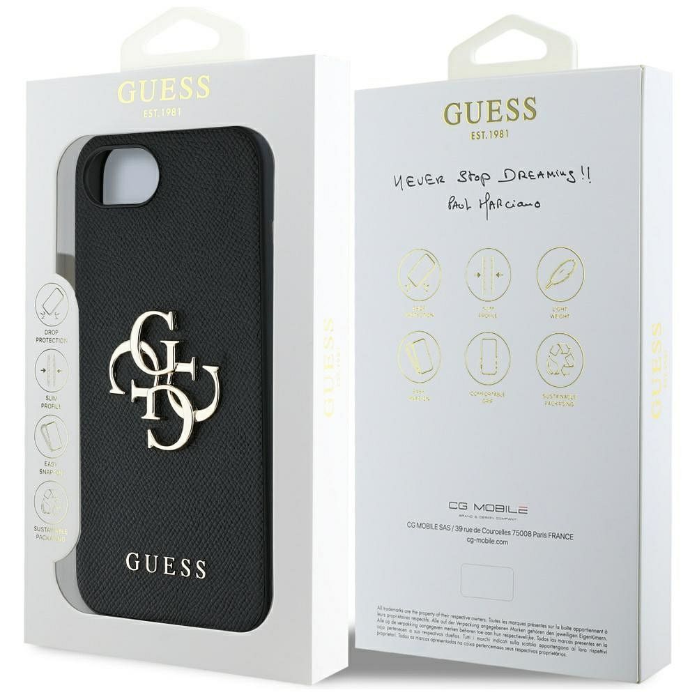 GUESS case for IPHONE 16e (SE 4 2025) GUHCPSE4PGT4MBK (PU Grained Big 4G and Classic) black