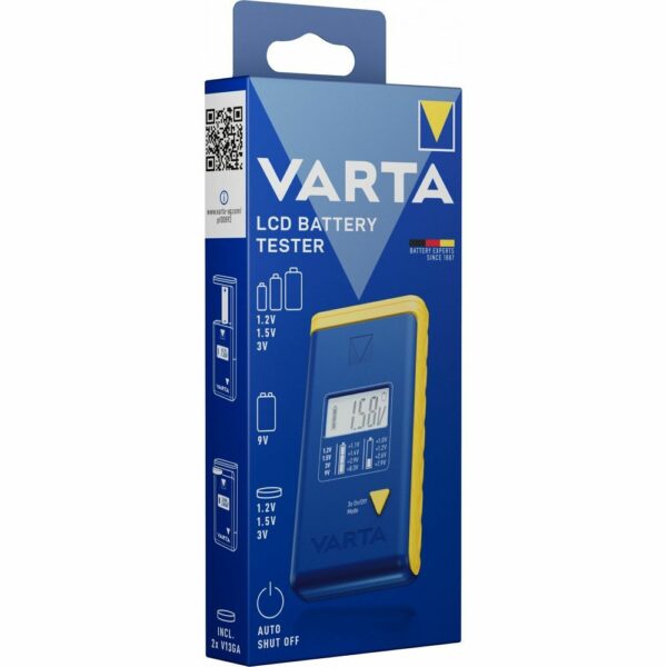 VARTA battery tester with digital display (AA, AAA, Type C, Type D, 9V, button) 893101111 blue