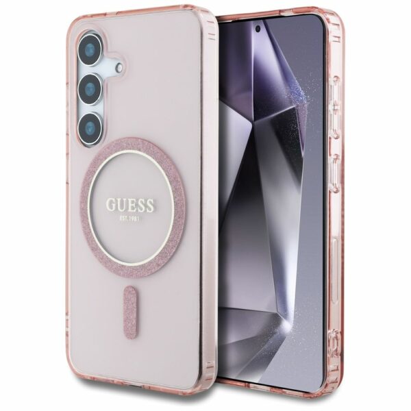 Θήκη Κινητού GUESS Magnetic Glitter Circle Ροζ για Samsung S25 GUHMS25SHFGEREP