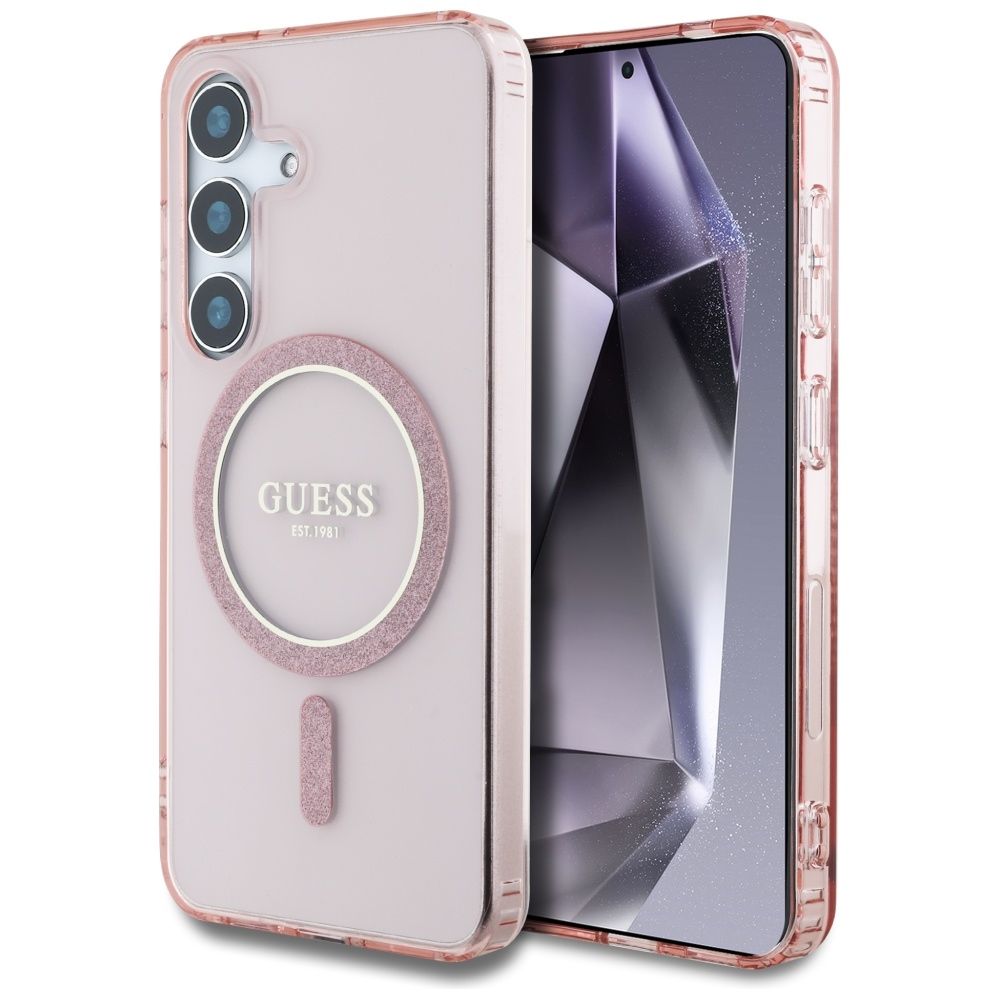 Θήκη Κινητού GUESS Magnetic Glitter Circle Ροζ για Samsung S25 GUHMS25SHFGEREP