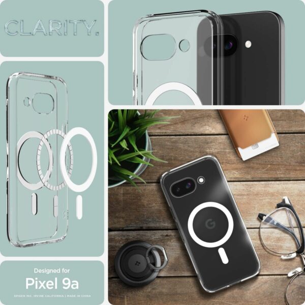 SPIGEN case ULTRA HYBRID MAG compatible with MagSafe for GOOGLE PIXEL 9A clear/white