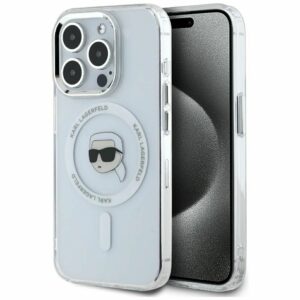 KARL LAGERFELD case for IPHONE 15 Pro Max compatible with MagSafe KLHMP15XHLSKIH (IML Metal K Head) white