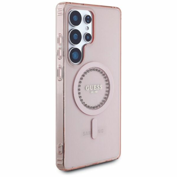 Θήκη Κινητού GUESS για Samsung S25 Ultra Ροζ με Μαγνητικό Κούμπωμα & Στρας