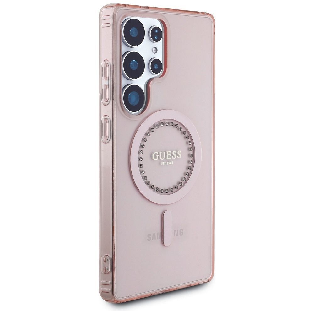 Θήκη Κινητού GUESS για Samsung S25 Ultra Ροζ με Μαγνητικό Κούμπωμα & Στρας