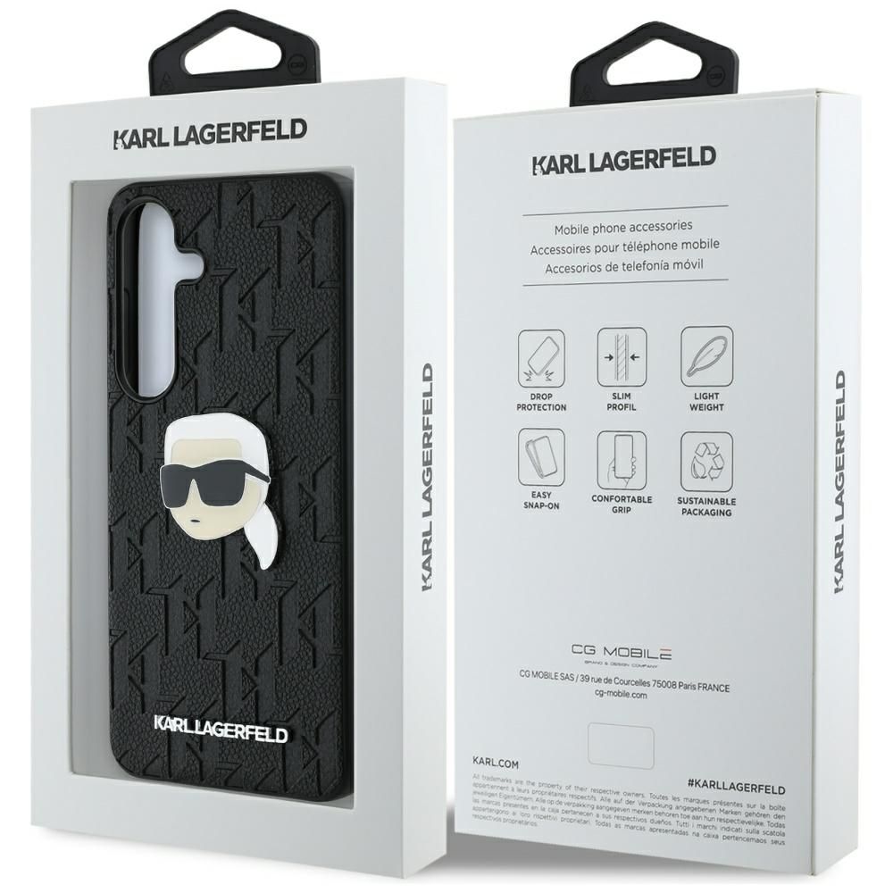 KARL LAGERFELD case for SAMSUNG S25 KLHCS25SPGKLKIPK (PU Monogram K. Head Pin) black