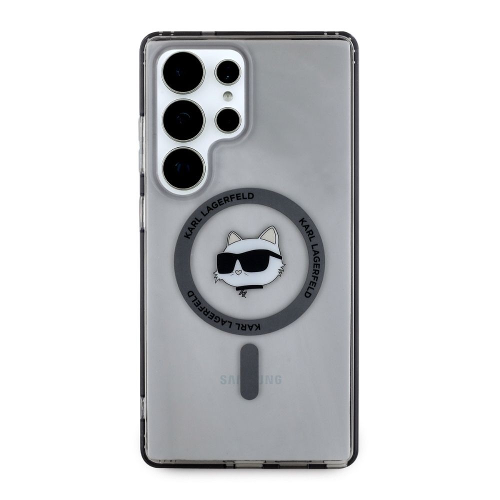 KARL LAGERFELD case for SAMSUNG S25 Ultra KLHMS25LHLSCHK (Magnetic IML Metal Choupette Head) black