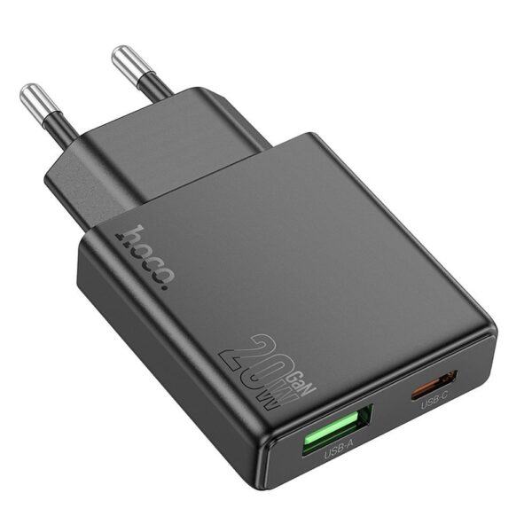 HOCO slim wall charger USB A + Type C PD QC3.0 3A 20W N38 black