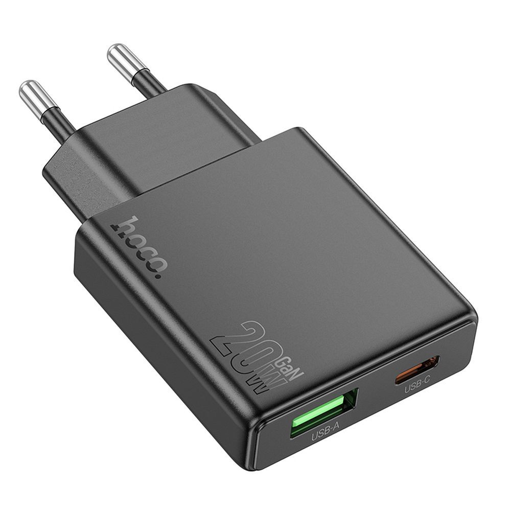 HOCO slim wall charger USB A + Type C PD QC3.0 3A 20W N38 black