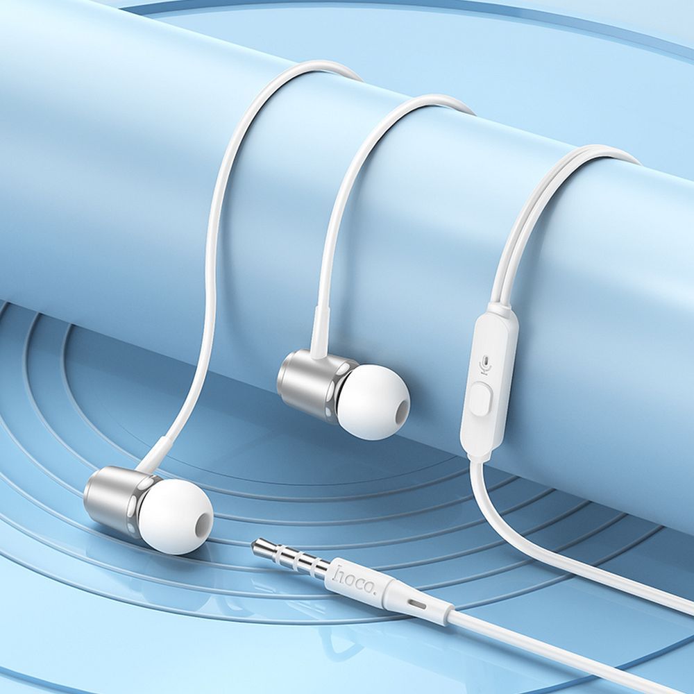 HOCO M108 Ακουστικά Ενσύρματα με Μικρόφωνο Jack 3.5mm Ασημί