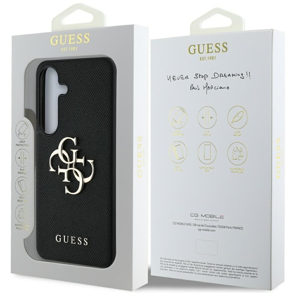 Θήκη Κινητού GUESS Samsung S25 PU Grained Big 4G Logo Μαύρη