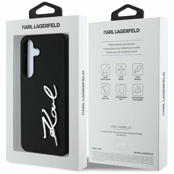 KARL LAGERFELD case for SAMSUNG S25 KLHCS25SSCMSMVK (Silicone Sign Metal Logo) black
