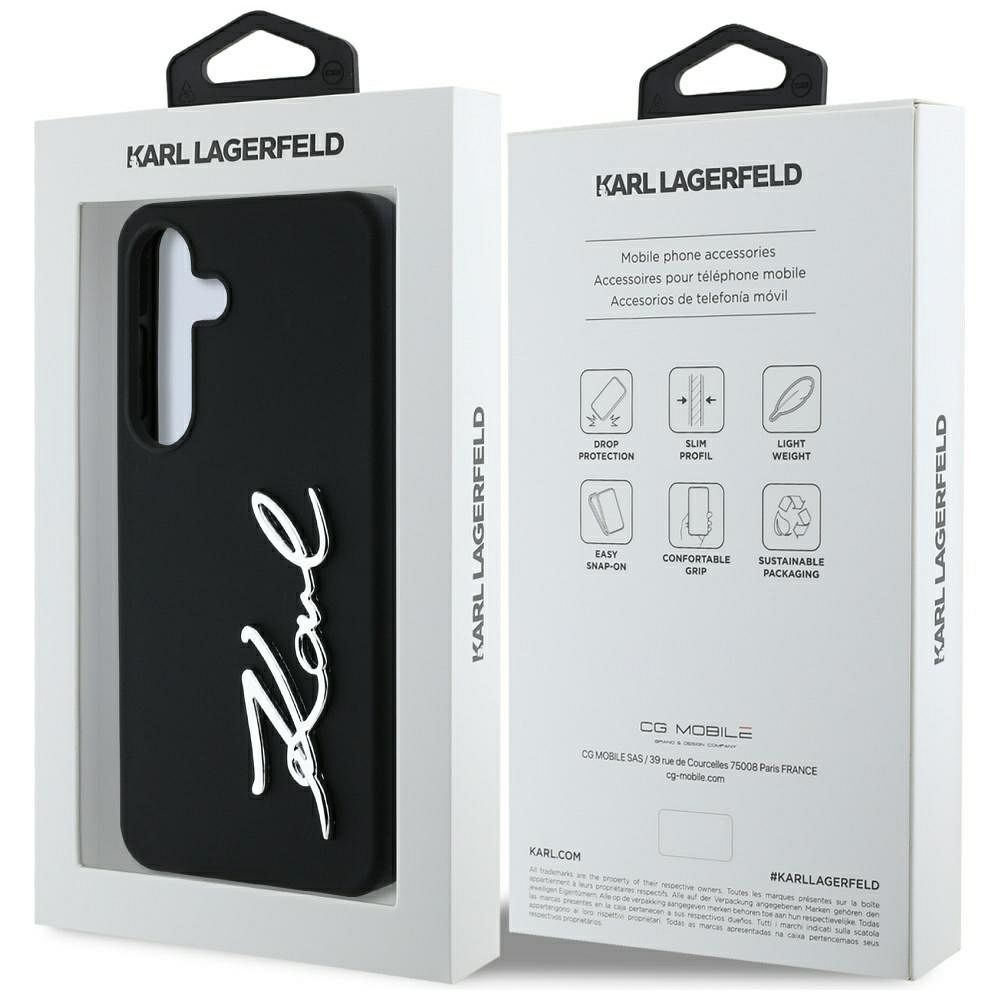 KARL LAGERFELD case for SAMSUNG S25 KLHCS25SSCMSMVK (Silicone Sign Metal Logo) black