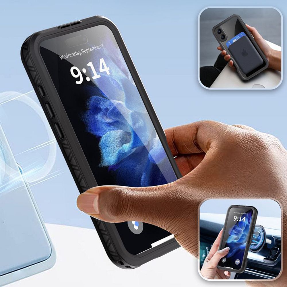 Waterproof case SHELLBOX GT compatible with MagSafe for IPHONE 16 Plus black