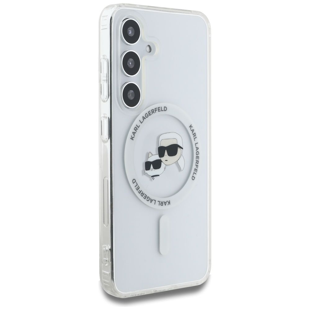 KARL LAGERFELD case for SAMSUNG S25 KLHMS25SHLSKCH (Magnetic IML Metal KC Heads) white