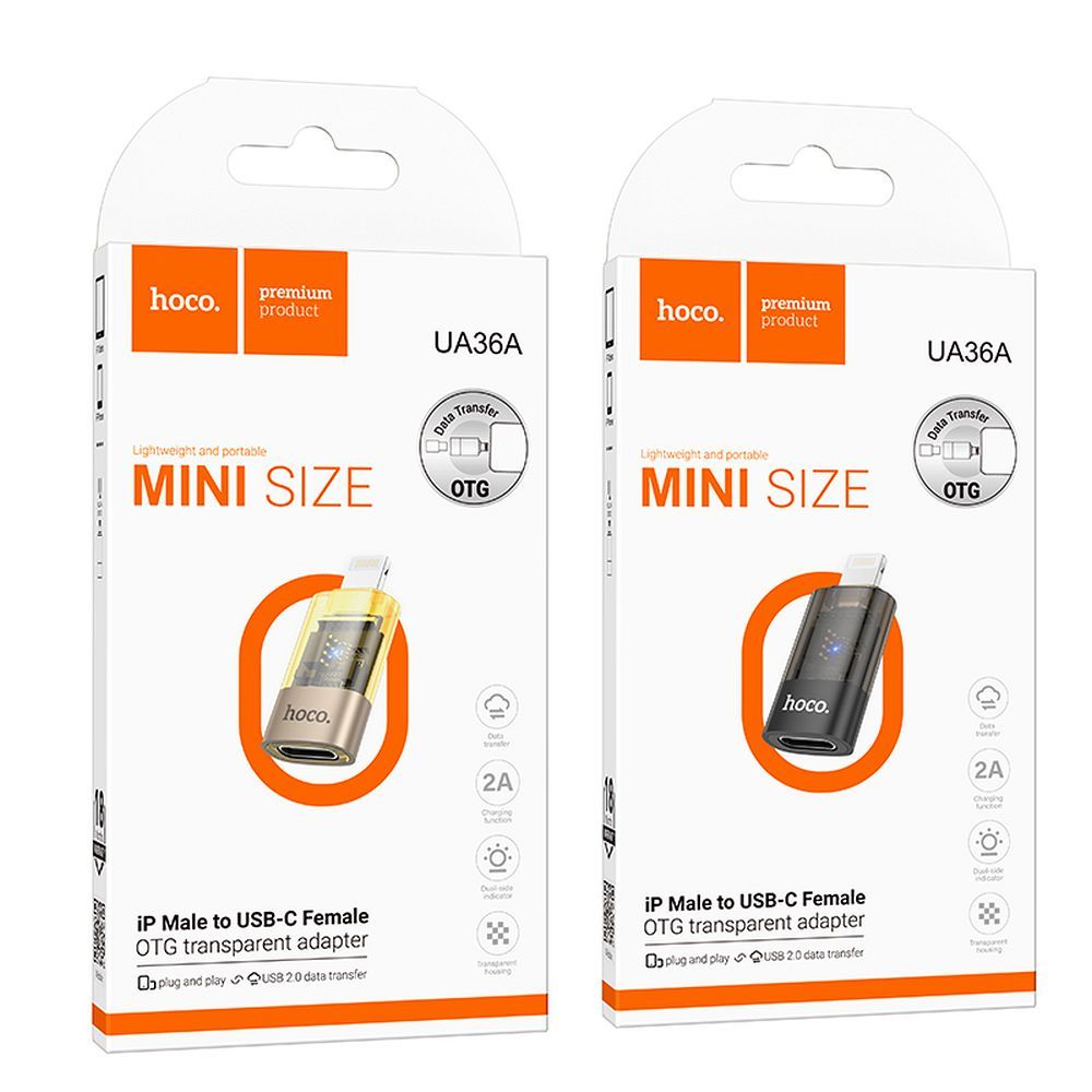 HOCO OTG Adapter Lightning σε Type-C UA36A Χρυσό Διάφανο