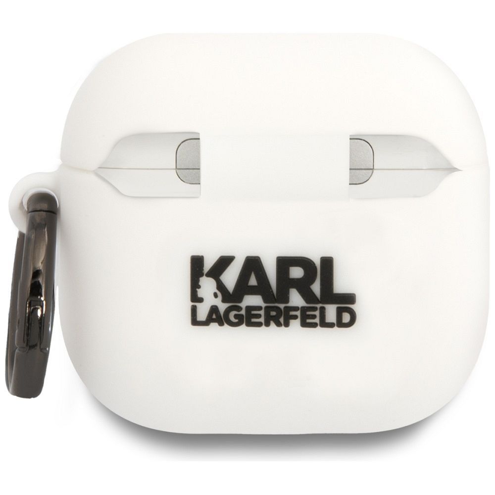 KARL LAGERFELD case for APPLE AirPods 4 KLA4RUNIKH (3D SIL NFT K) white