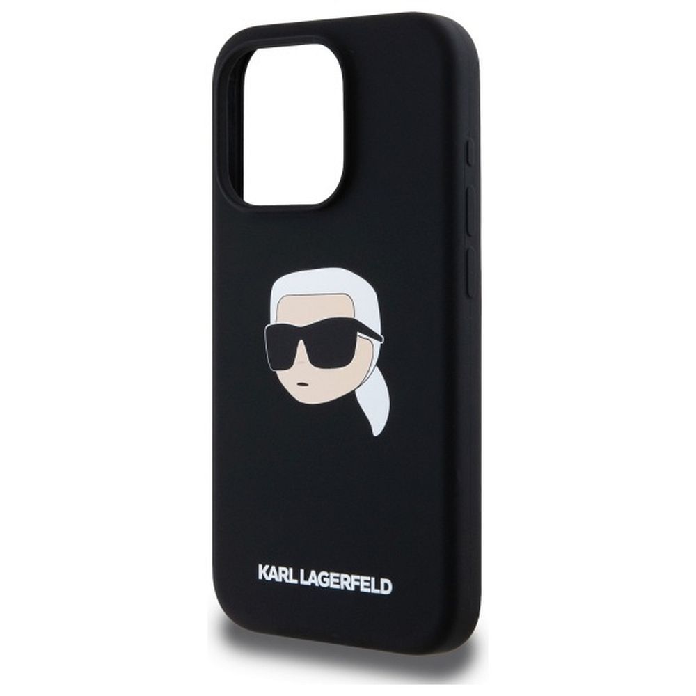 KARL LAGERFELD case for IPHONE 15 Pro Max compatible with MagSafe KLHMP15XSKHPPLK (SIL KL Head Print) black