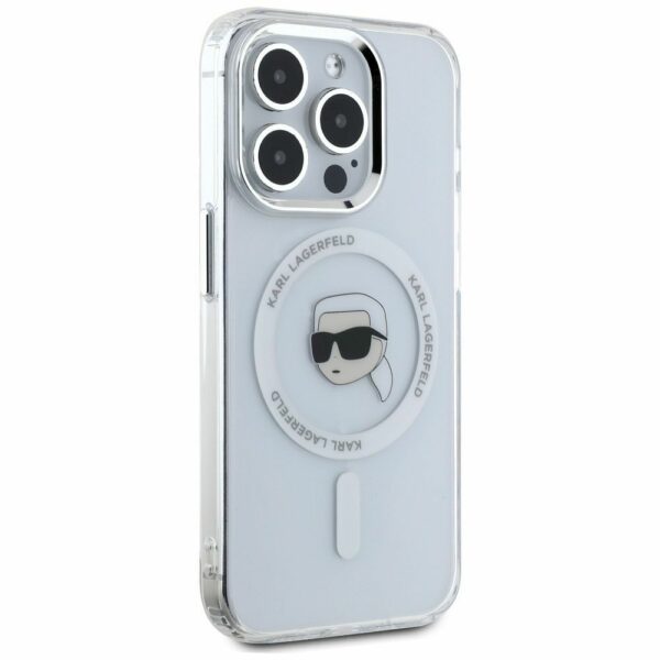 KARL LAGERFELD case for IPHONE 15 Pro Max compatible with MagSafe KLHMP15XHLSKIH (IML Metal K Head) white