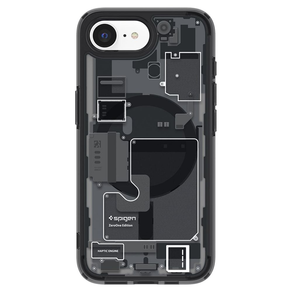 SPIGEN case ULTRA HYBRID MAG compatible with MagSafe for IPHONE 16E 2025 zero one black