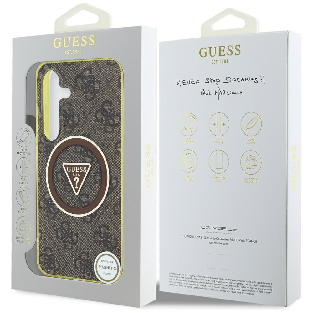 Θήκη Κινητού GUESS Magnetic Glitter για Samsung S25 - Καφέ