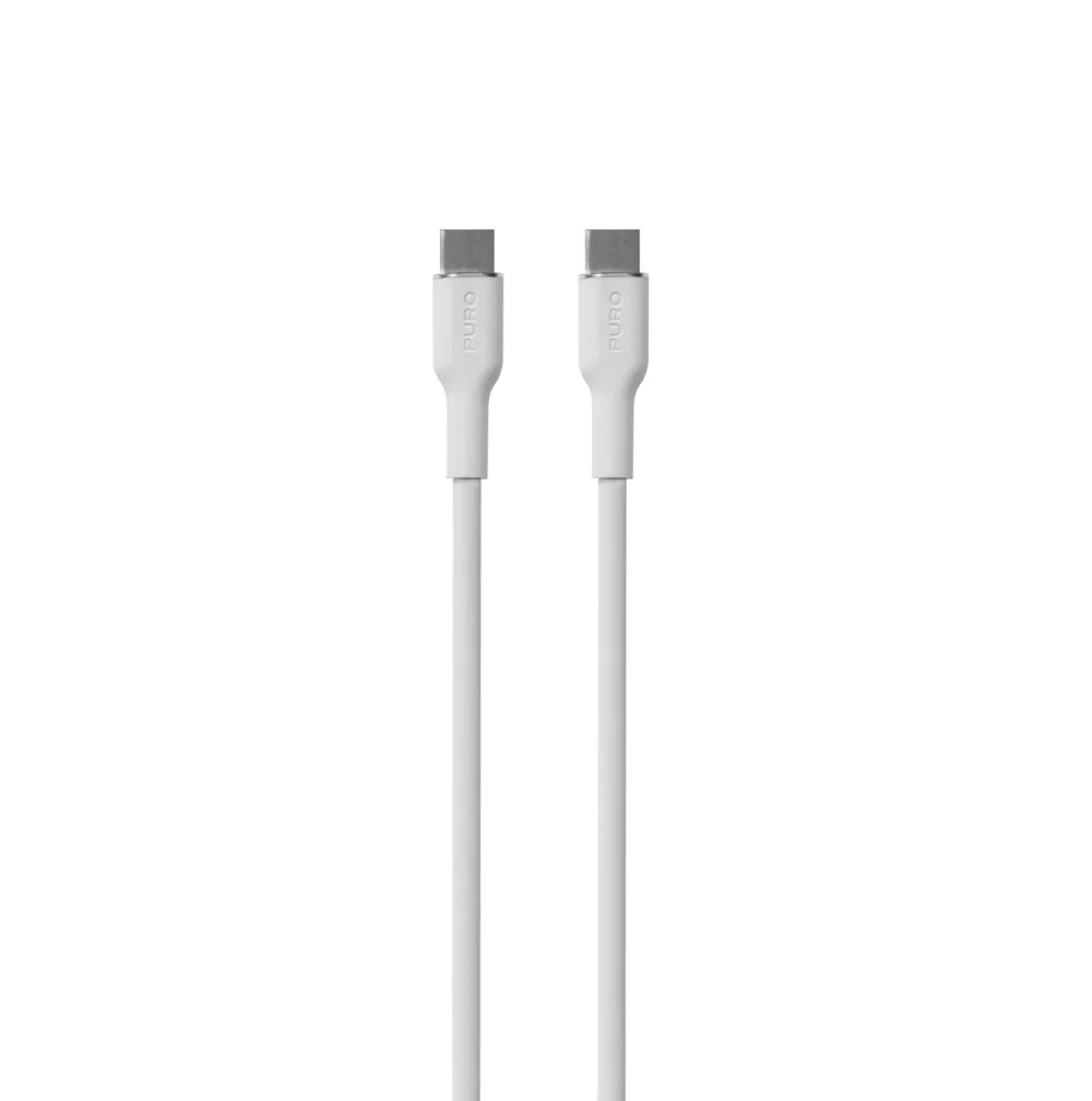 Puro Soft USB-C - USB-C 60W 1.5m silicone cable - whiteeng