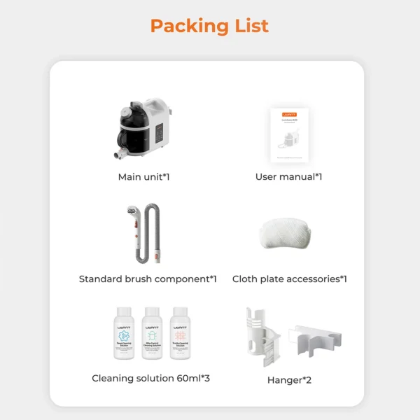 UWANT B200 12000Pa 1900W washing vacuum cleaner with Deep Cleaning steam cleaning function - grayeng