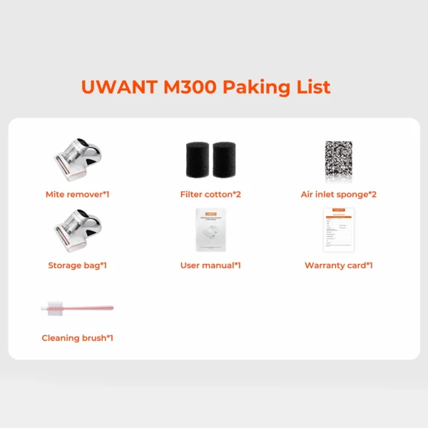 UWANT M300 500W 13000Pa Mattress Vacuum Cleaner - Whiteeng
