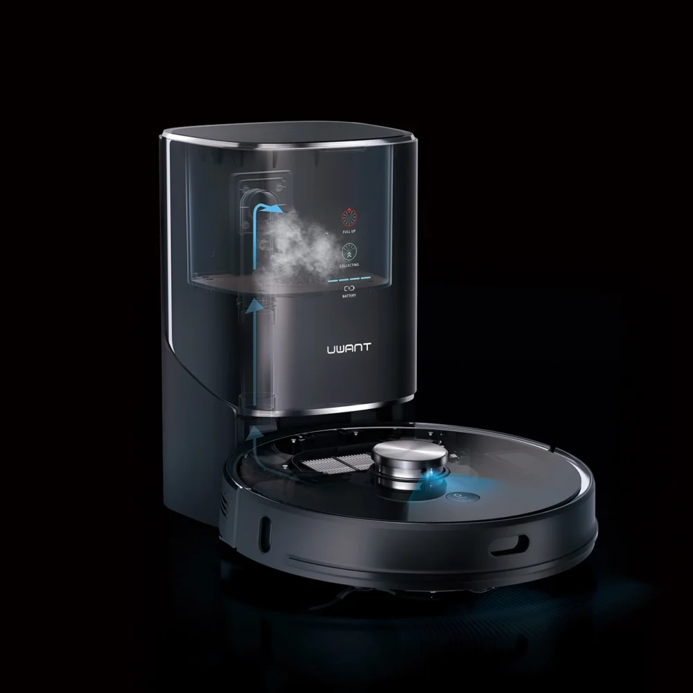 UWANT U100 Robot Vacuum Cleaner with Mop Function + Charging/Cleaning Station - Blackeng