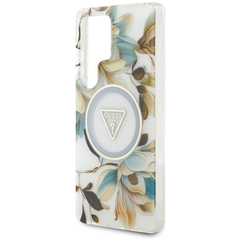 Θήκη Κινητού GUESS Samsung S25 Ultra Λευκή με Γκλίτερ & Λουλούδια