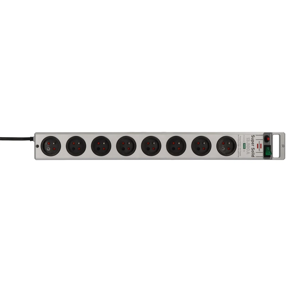 Brennenstuhl Super-Solid surge protector strip 8 sockets 2.5m 13.500A - silvereng