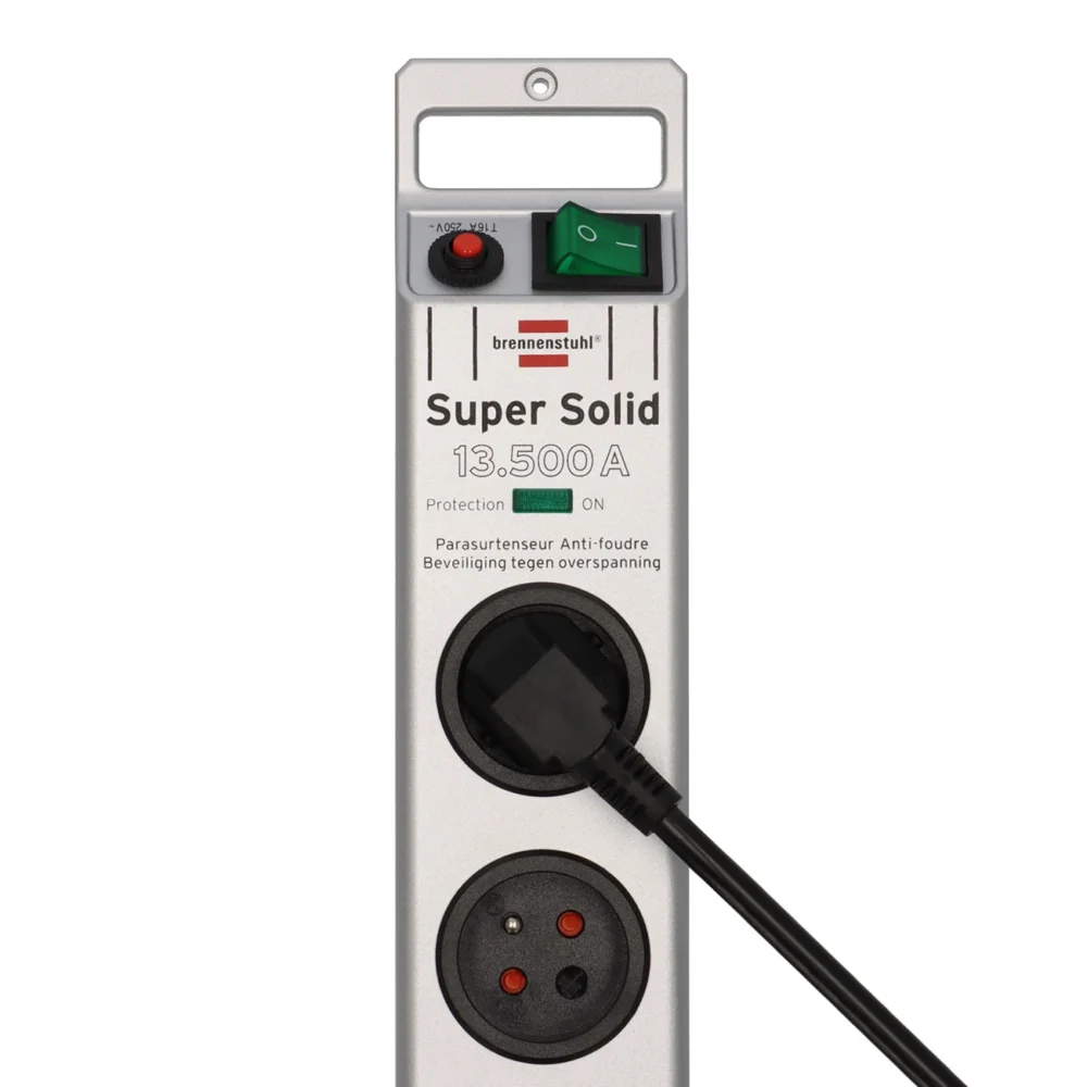 Brennenstuhl Super-Solid surge protector strip 8 sockets 2.5m 13.500A - silvereng