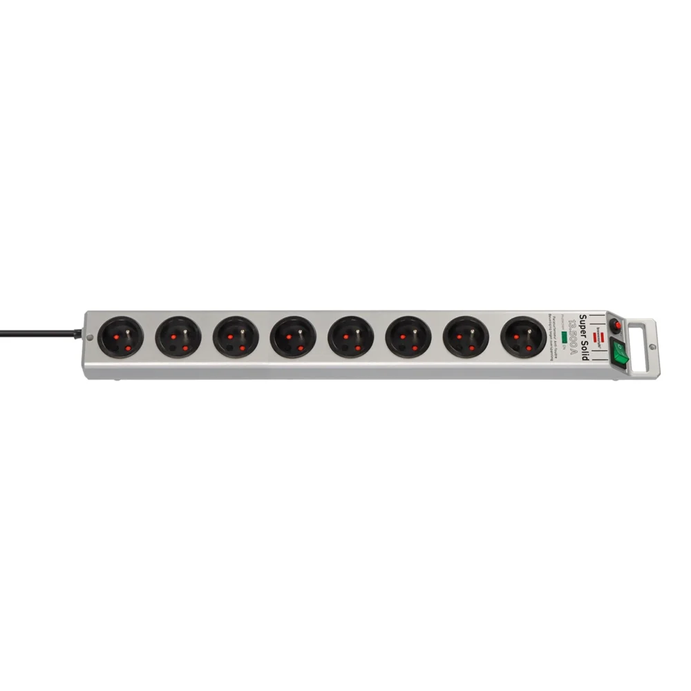 Brennenstuhl Super-Solid surge protector strip 8 sockets 2.5m 13.500A - silvereng