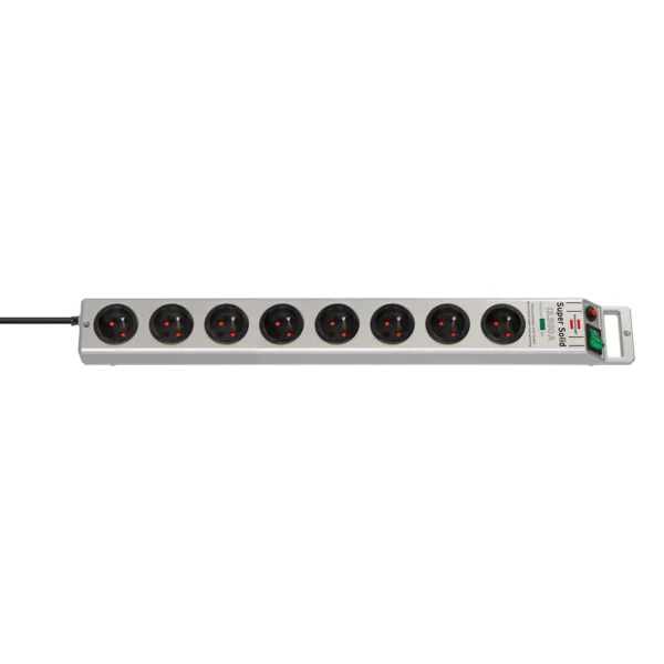 Brennenstuhl Super-Solid surge protector strip 8 sockets 2.5m 13.500A - silvereng