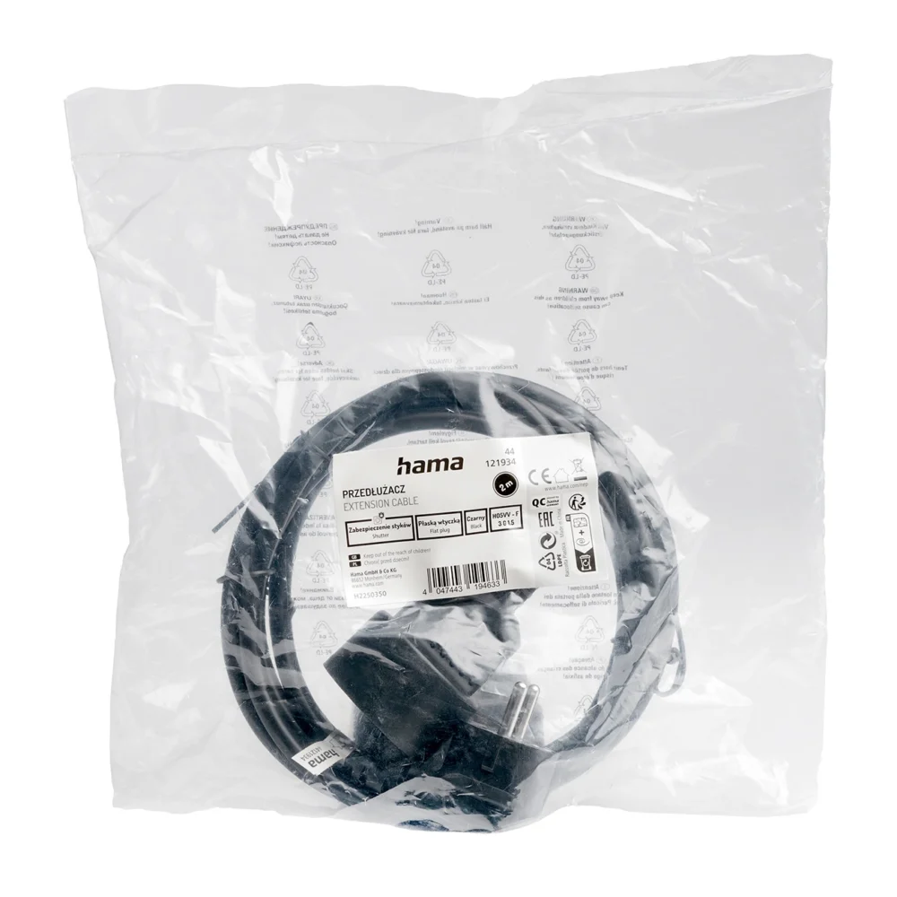 Hama Standard 2m Extension Cord - Blackeng