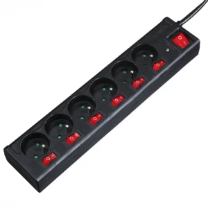 Hama 6-socket surge protector strip 1.4m with switches - blackeng