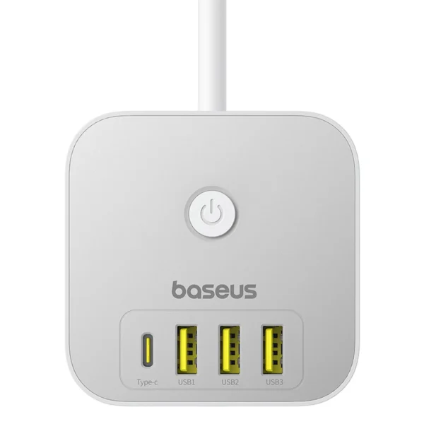 Baseus PowerCombo 7 in 1 Power Strip Cube, 3 AC + 3 x USB-A + 1 x USB-C 20W 1.5 m - whiteeng
