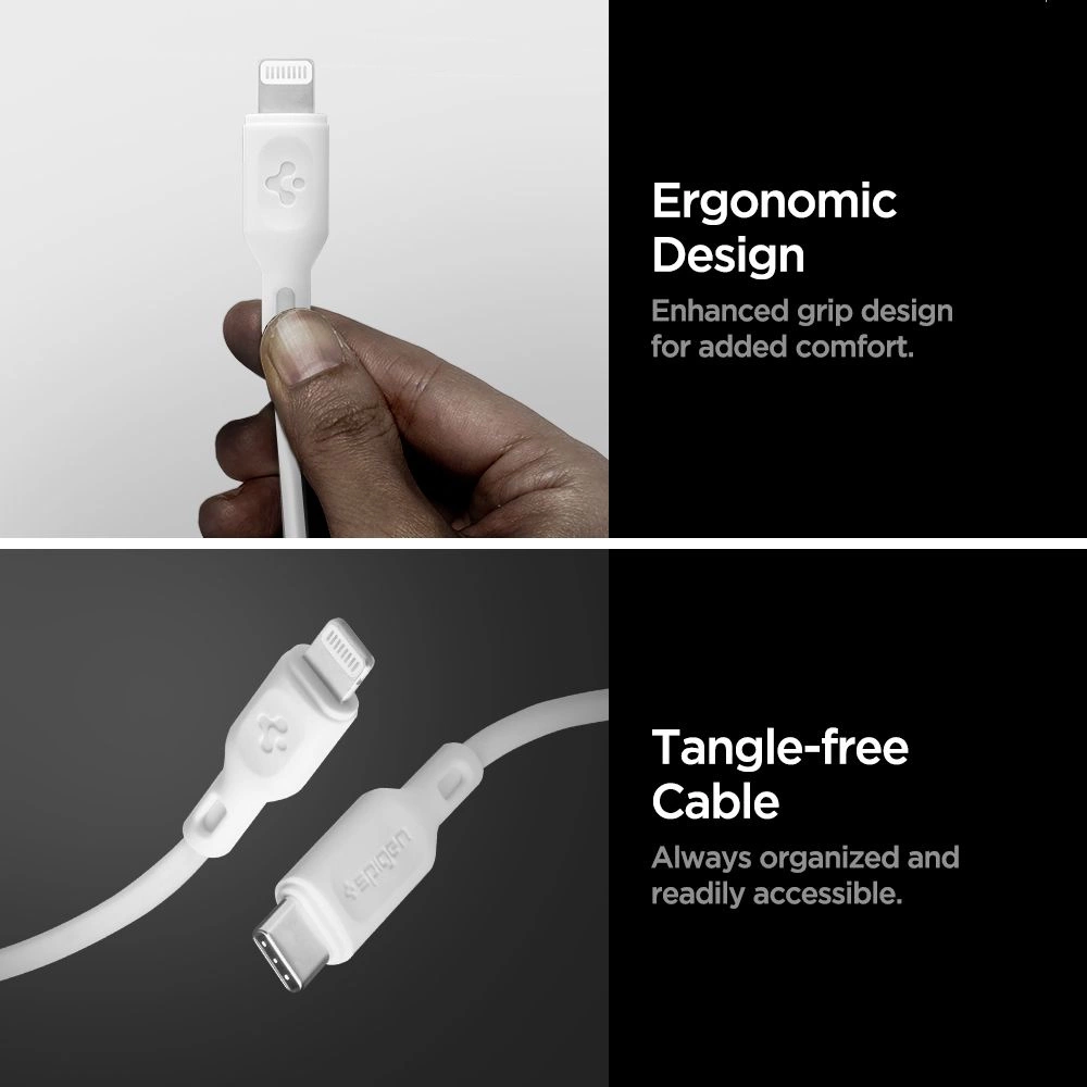 Spigen DuraSync MFi USB-C / Lightning Cable 2-Pack 100cm - Whiteeng