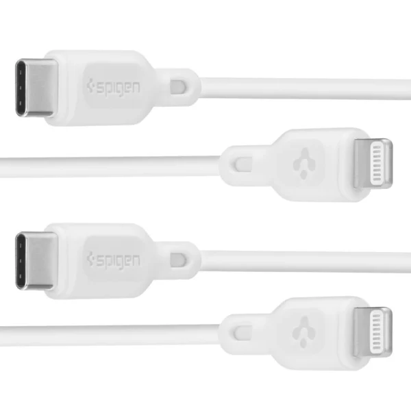 Spigen DuraSync MFi USB-C / Lightning Cable 2-Pack 100cm - Whiteeng