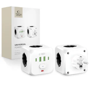 Tech-Protect PCL3x4 Power Strip, 2x USB-A, 2x USB-C, 3x AC Type Schuko - Whiteeng
