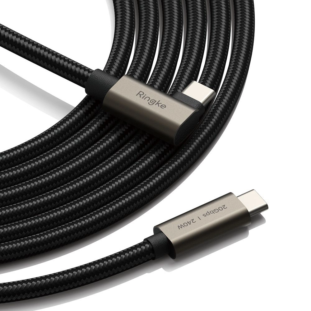 Ringke 3.2 gen. 2x2 USB-C, PD 3.1 240W 1m angled cable - blackeng