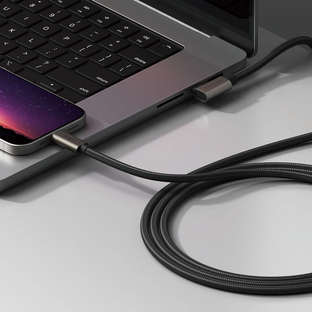 Ringke 3.2 gen. 2x2 USB-C, PD 3.1 240W 1m angled cable - blackeng